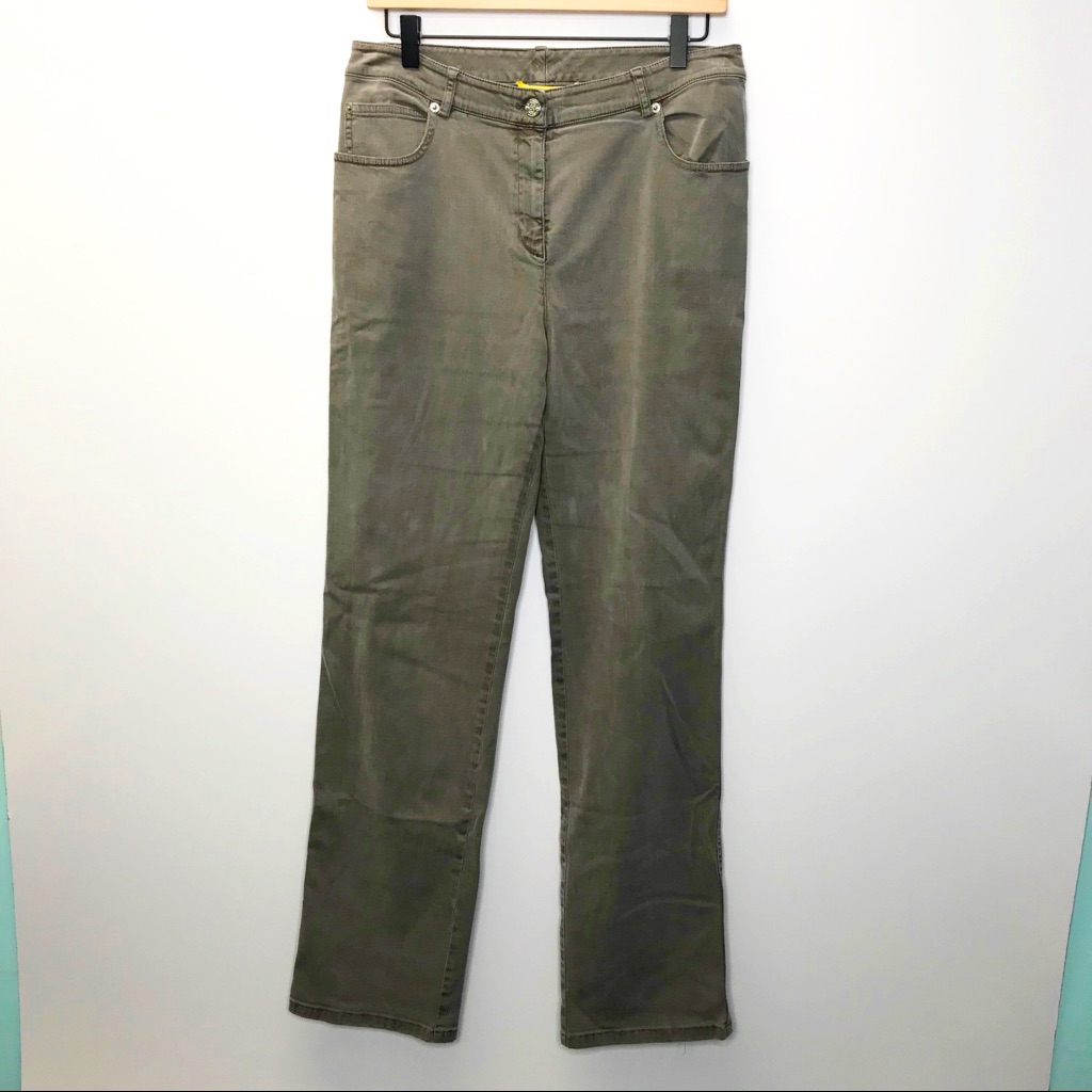 St John Boot Cut Soft Pants Casual Career High Waisted Size 8 Grey Brown